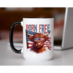Born Free‎ Coffee Cup, Fourth Of July Coffee Mug